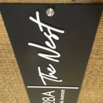 Customisable House Name and Number Sign, Matte Black Acrylic Base, White Acrylic Letters, Stainless Steel Mirror Caps, 30 x 15 cm