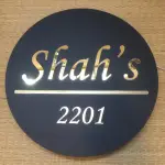 Personalised 14 Inch Round LED Acrylic Name Plate with LED Backlight | Gold Mirror Lettering, Built-in LED Strip, Matt Black Acrylic, Wall Mounted, Personalised Name & Number