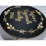 Customisable LED Backlit Round Name Plate with Floral Design, 16 Inch