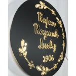 Customisable LED Backlit Round Name Plate with Floral Design, 16 Inch