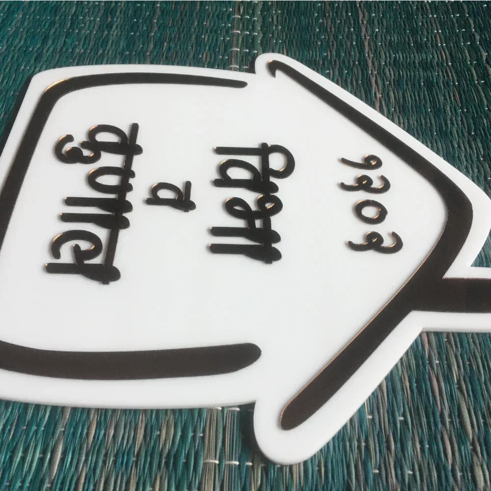 House Shaped Acrylic House Shape Name Plate 12 x 12 Inch Customisable | 3mm White Acrylic, Mirror Finish, Screw or Direct Paste, Personalised Text, Hindi Script Design
