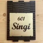 Wooden House Name Plate with Gold Brush Finish ACP, 38 x 25 cm