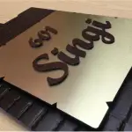 Wooden House Name Plate with Gold Brush Finish ACP, 38 x 25 cm