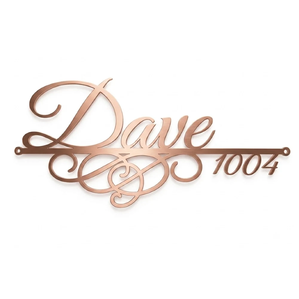 Custom Name Plate SS 304 Rose Gold Finish 16x8 Inch