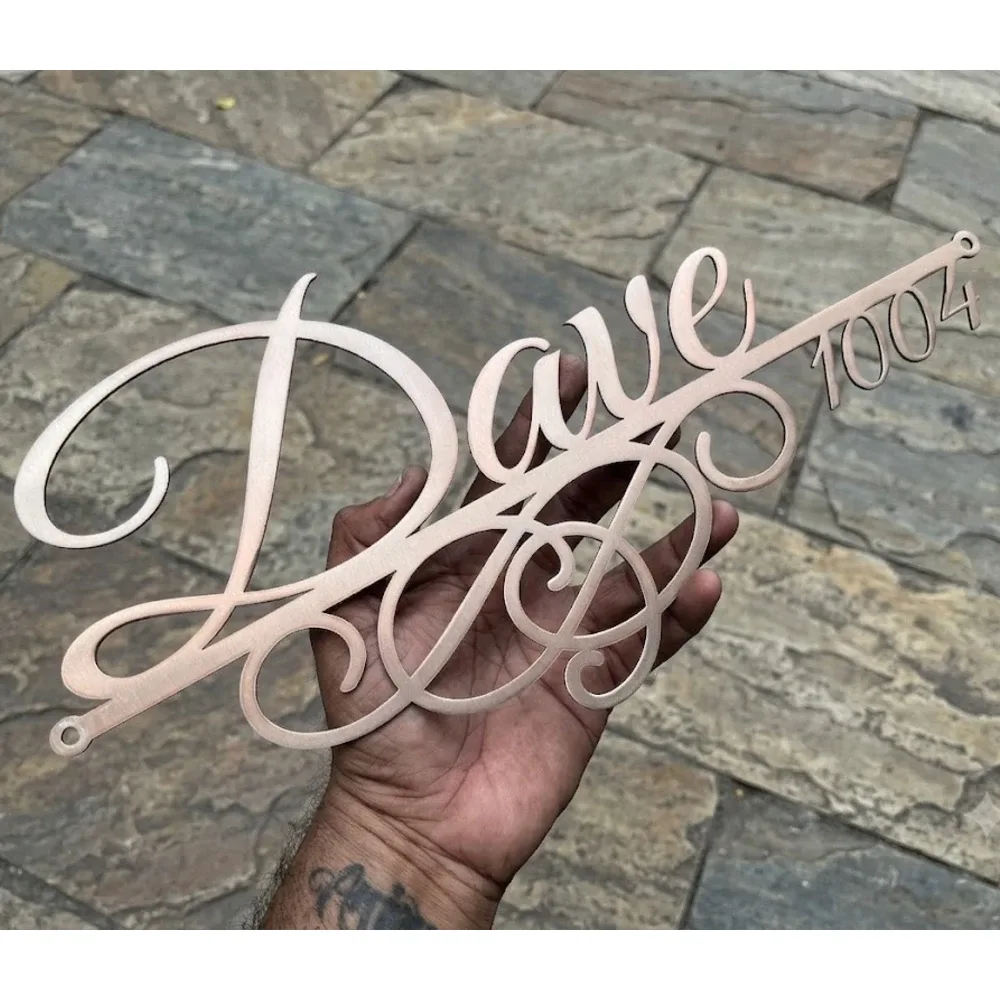 Custom Name Plate SS 304 Rose Gold Finish 16x8 Inch