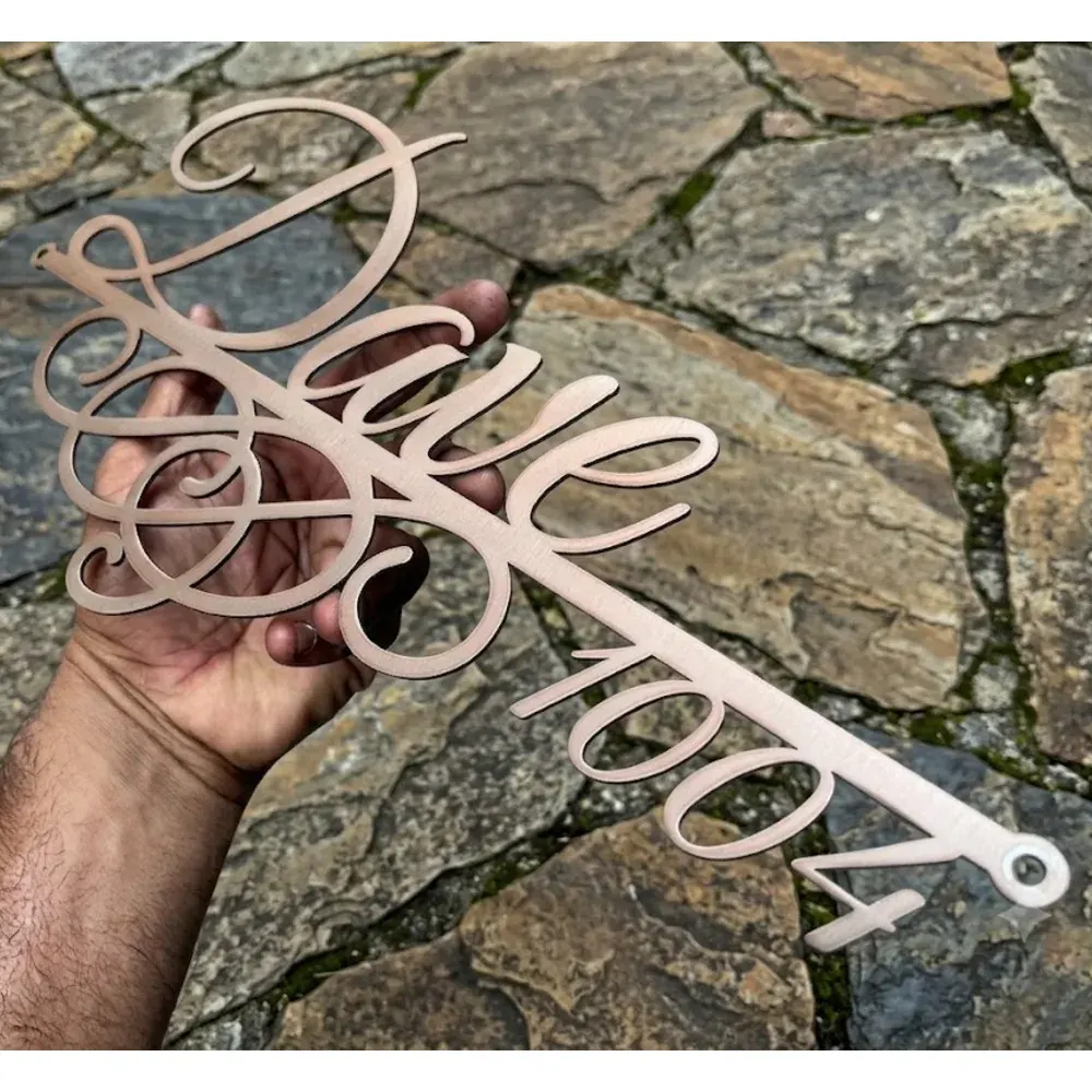 Custom Name Plate SS 304 Rose Gold Finish 16x8 Inch