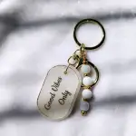 Handmade Resin Quote Keychain with Gold Accents and Beaded Charm
