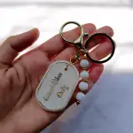 Handmade Resin Quote Keychain with Gold Accents and Beaded Charm