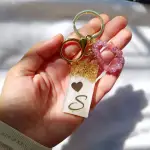 Personalized Resin Initial Keyring - Custom Name Alphabet Gift for Her