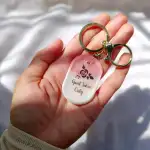 Handmade Resin Quote Keychain with Rose Silhouette and Gold Lettering