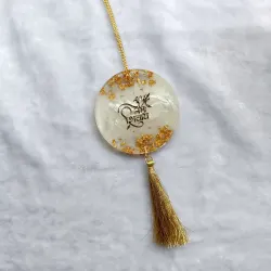 Handcrafted Om Namah Shivay Resin Car Hanging - Custom Rearview Mirror Charm with Gold Flakes