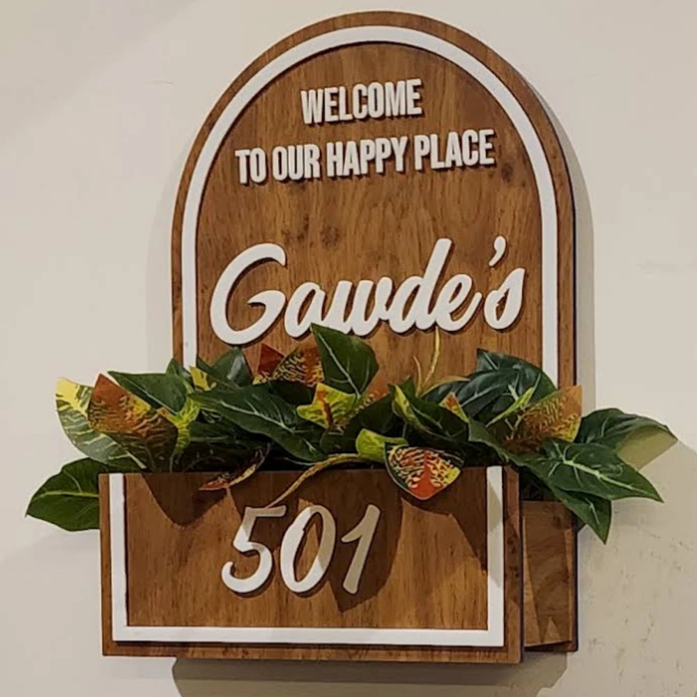 Wooden name plate customer reference
