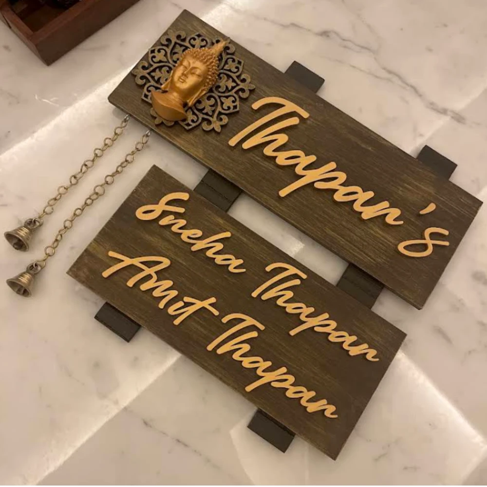 Wooden name plate customer reference