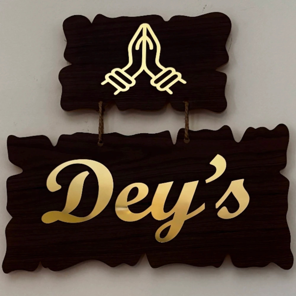 Wooden name plate customer reference