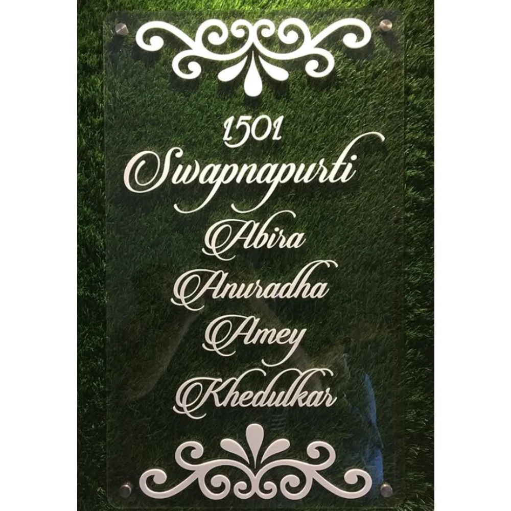 Acrylic & Glass name plate customer reference