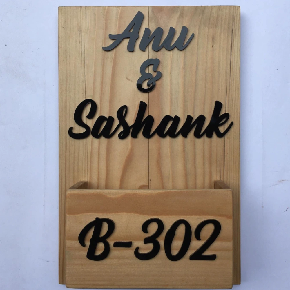 Wooden name plate customer reference