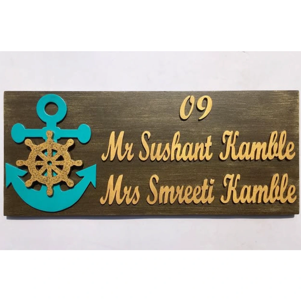 Wooden name plate customer reference