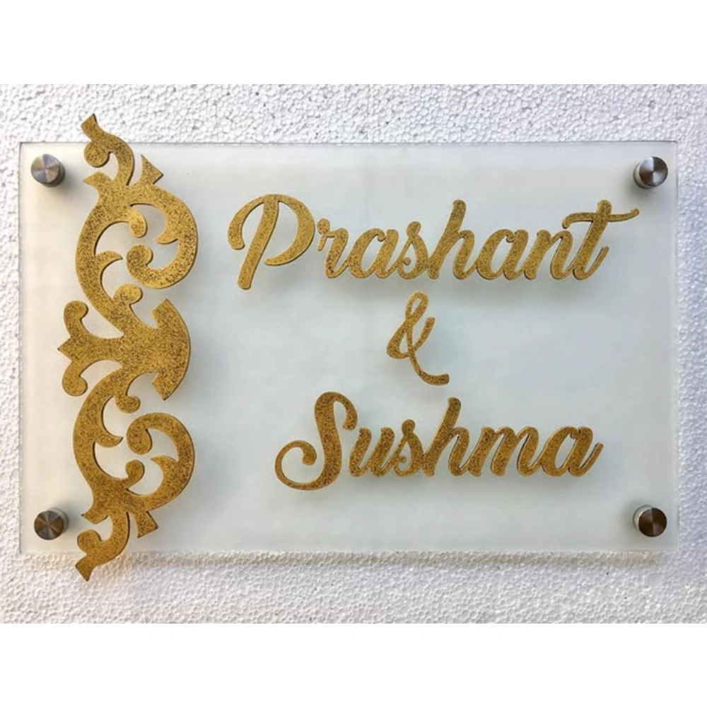 Glass & Wood name plate customer reference