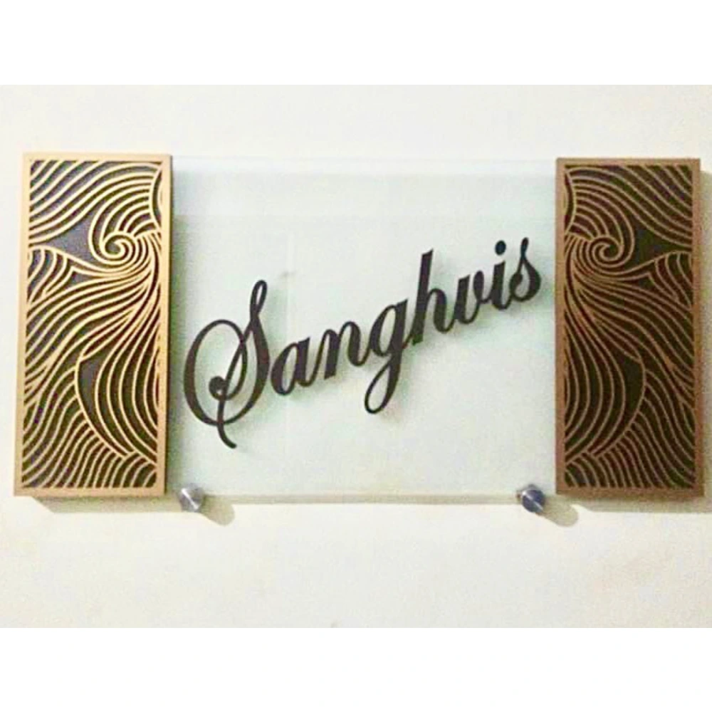 Glass & Wood name plate customer reference