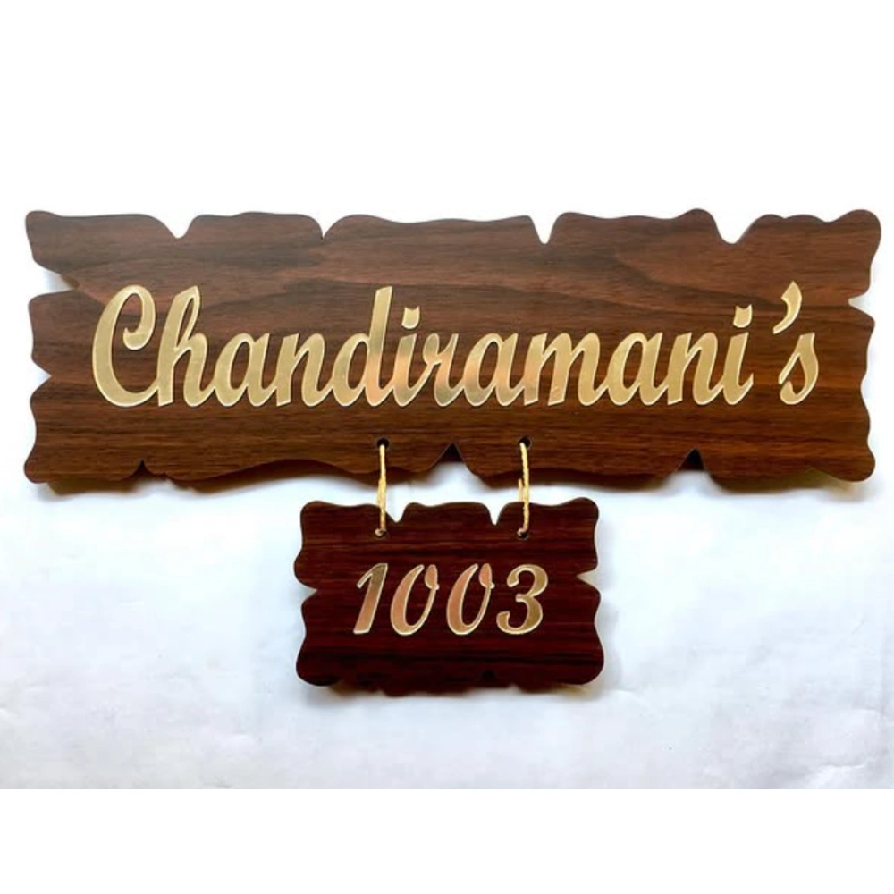 Wooden name plate customer reference