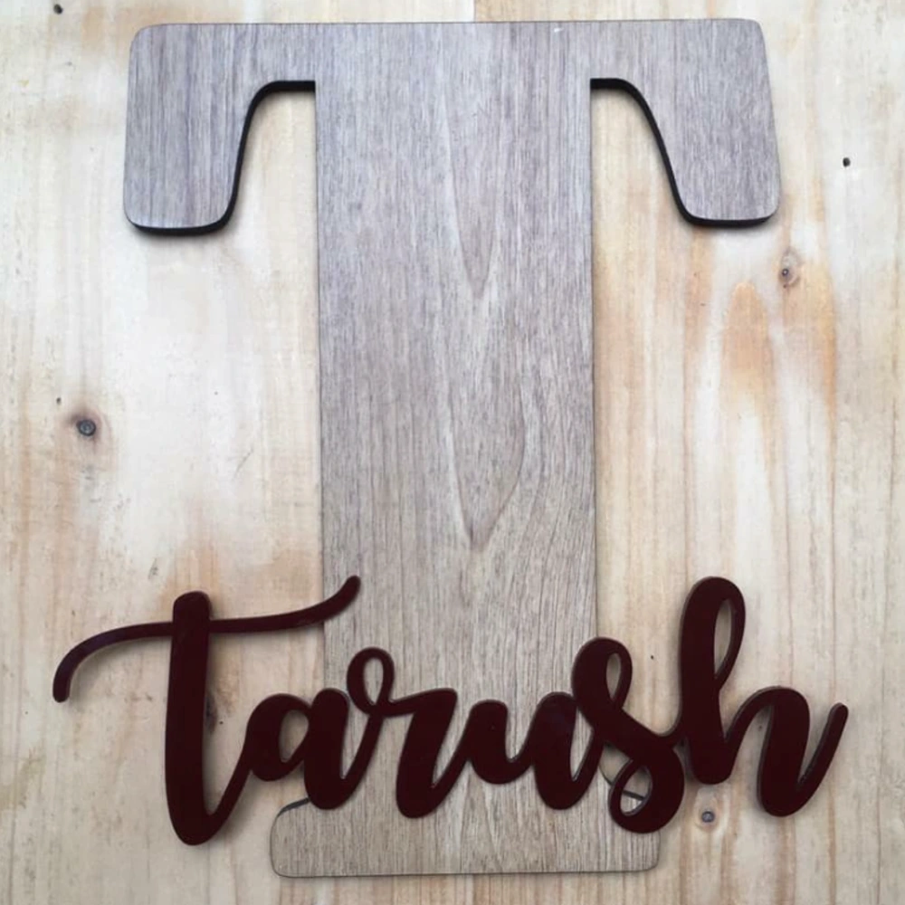 Wooden name plate customer reference