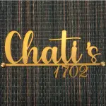 Customised Gold Script Metal Name Plate with House Number, 11 x 6 Inches, 2mm SS 304 Grade, Matt Brush Finish, Gold PU Coated Laser Cut Surname Sign