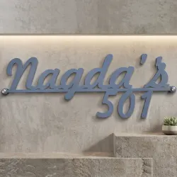 Customised Stainless Steel Script Name Plate with House Number, 15 x 6 Inches, 2mm SS, Grey Powder Coated Finish, Laser Cut Surname Sign, Modern Wall Mountable Name Plate for Home, Villa, Flat & Main Entrance