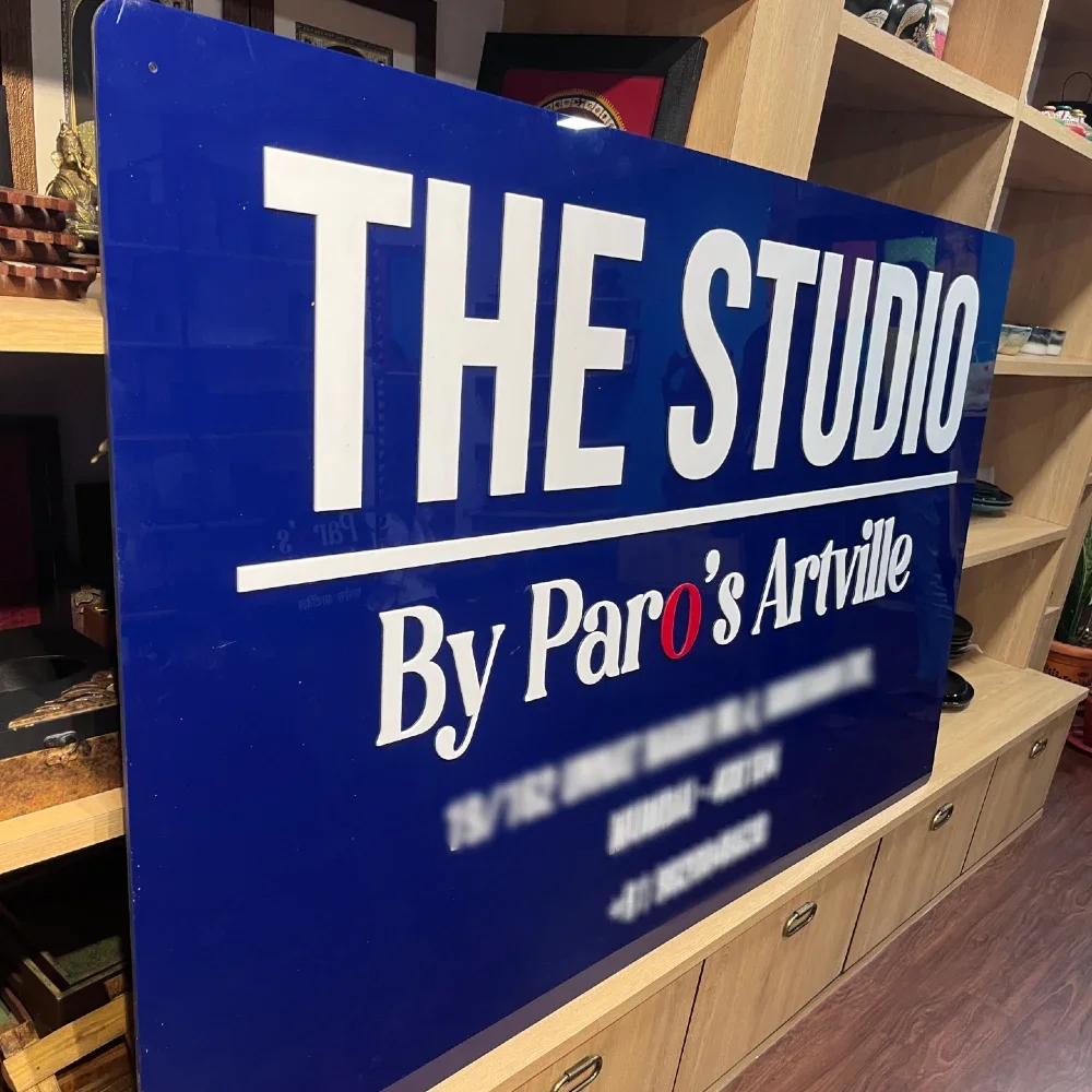 Customised 3D Acrylic Studio Name Plate with Address & Contact Details, Custom Business Signboard for Art Studio, Boutique, Office Reception & Main Entrance
