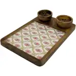 Premium Mango Wood Serving Platter with 2 Bowls, Handcrafted Wooden Appetizer Board with Intricate Patterned Inlay - Image 7