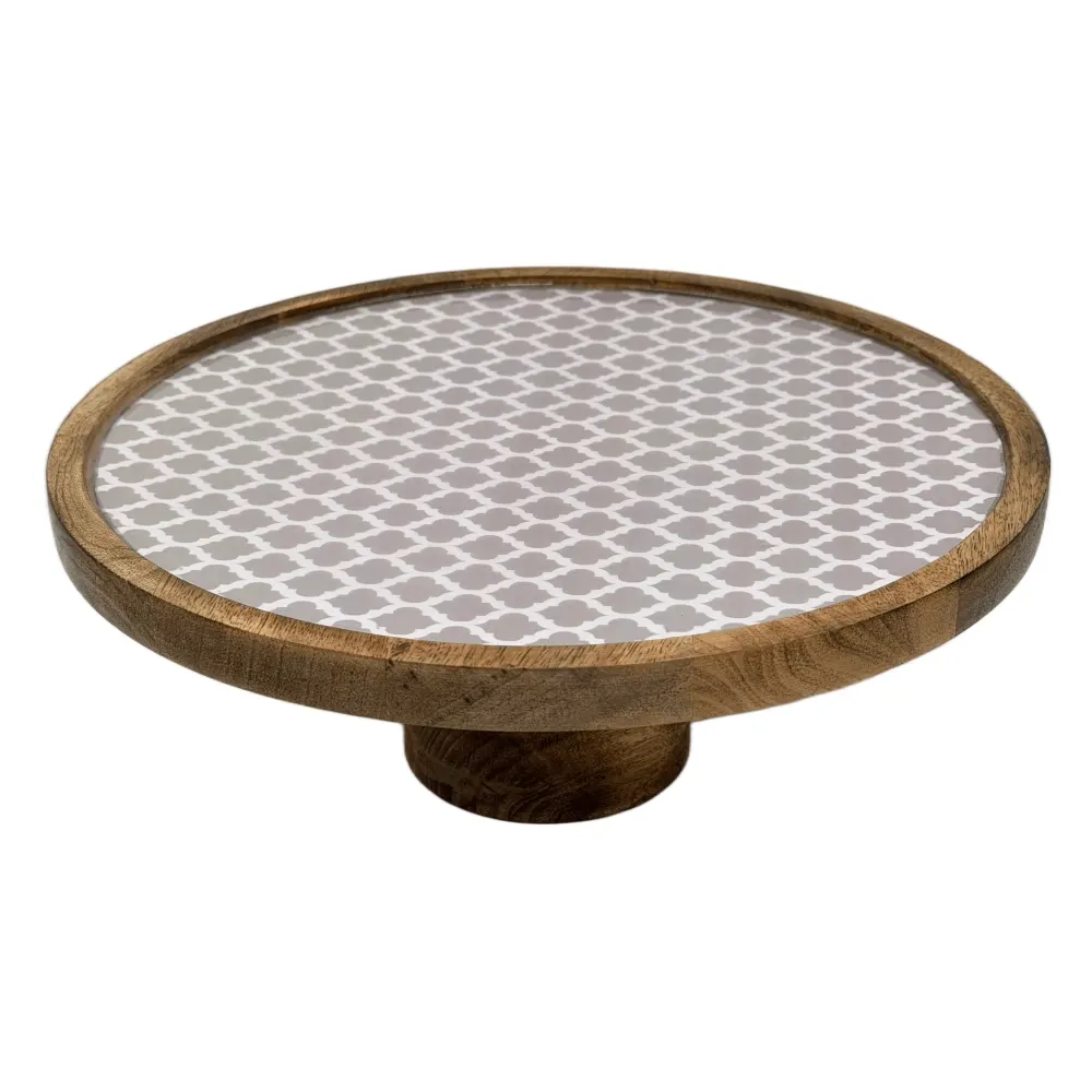 Handcrafted Mango Wood Cake Stand, Decorative Inlay Dessert & Cupcake Stand for Birthday Cake Table