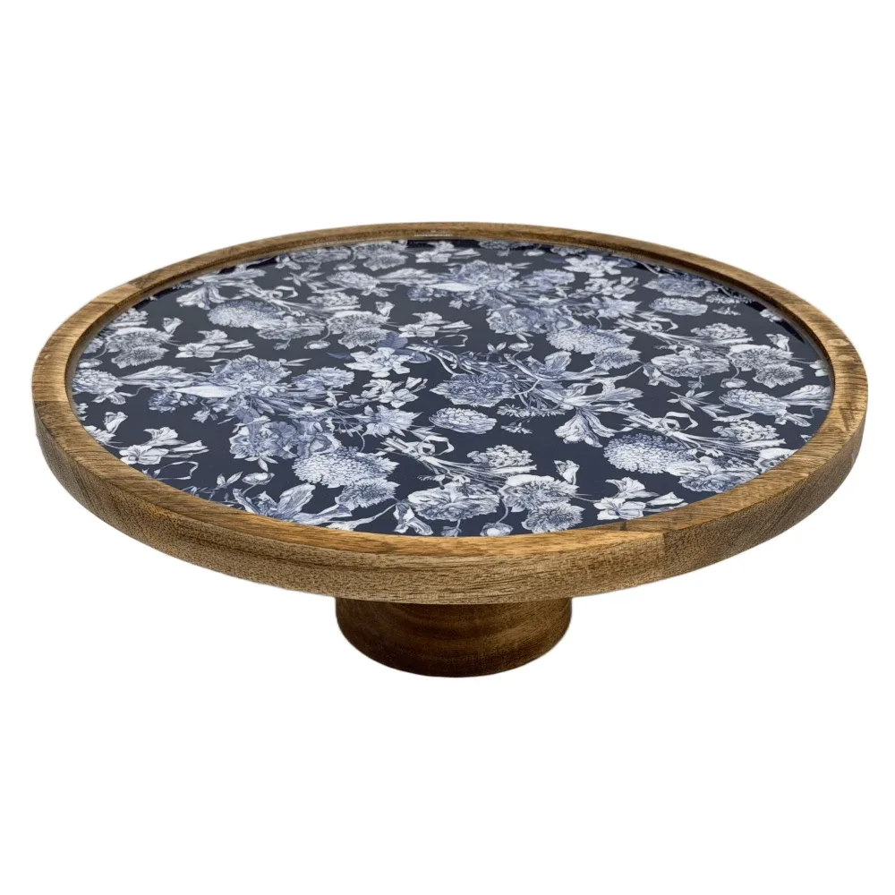 Handcrafted Mango Wood Cake Stand, Decorative Inlay Dessert & Cupcake Stand for Birthday Cake Table