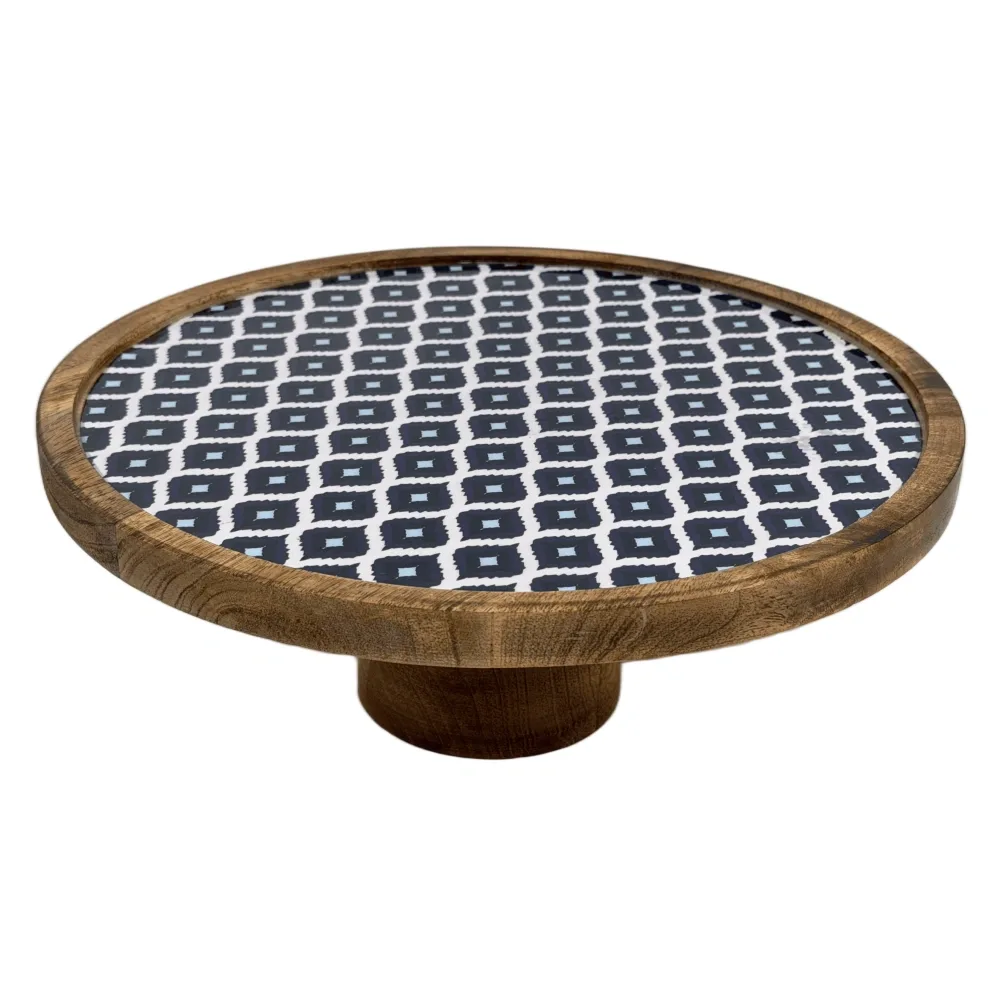 Handcrafted Mango Wood Cake Stand, Decorative Inlay Dessert & Cupcake Stand for Birthday Cake Table
