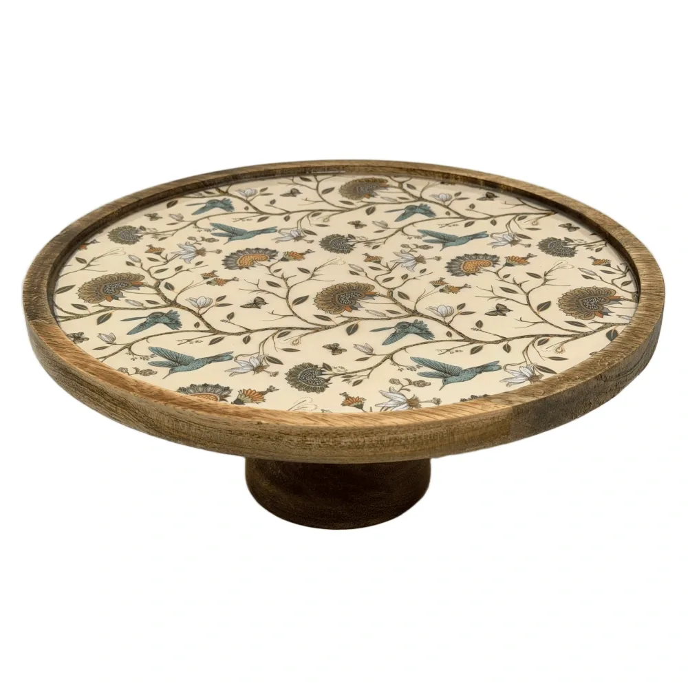 Handcrafted Mango Wood Cake Stand, Decorative Inlay Dessert & Cupcake Stand for Birthday Cake Table