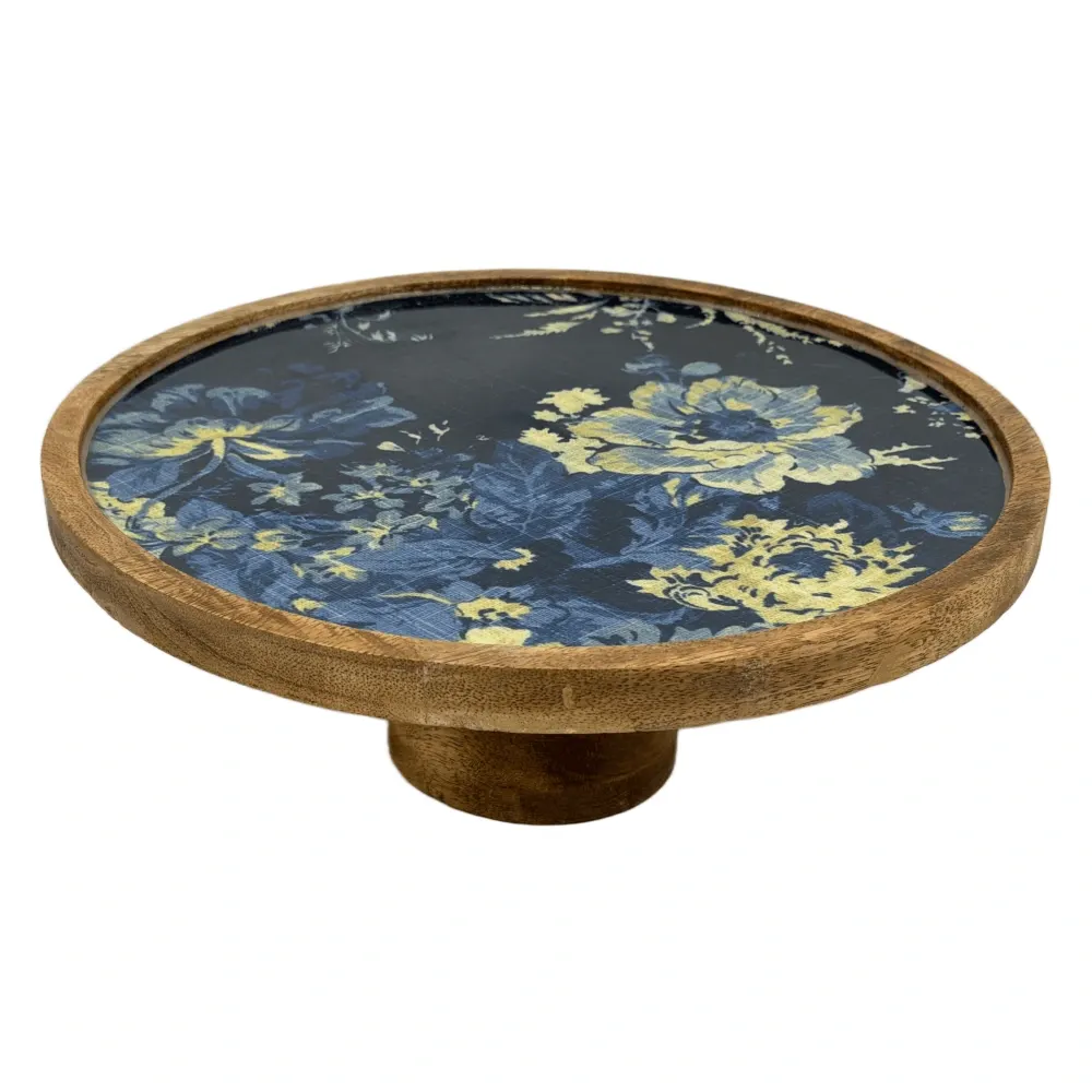 Handcrafted Mango Wood Cake Stand, Decorative Inlay Dessert & Cupcake Stand for Birthday Cake Table