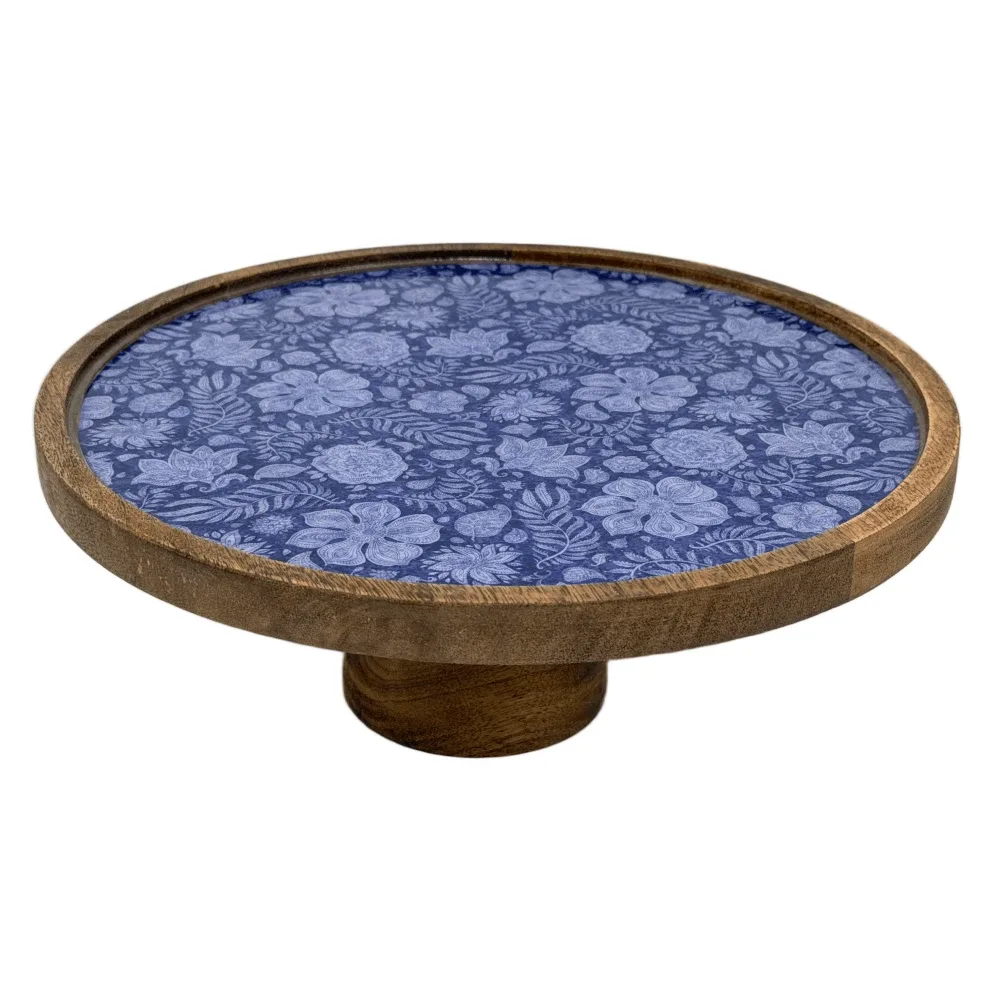 Handcrafted Mango Wood Cake Stand, Decorative Inlay Dessert & Cupcake Stand for Birthday Cake Table