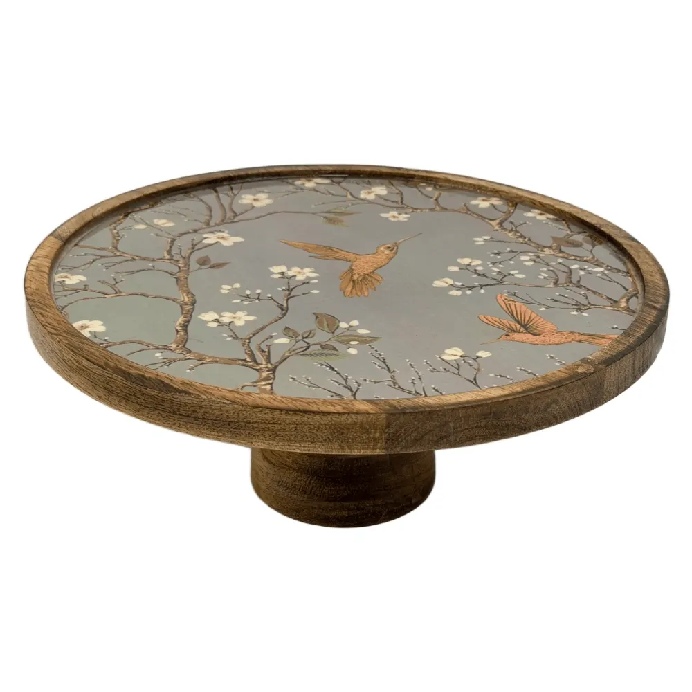 Handcrafted Mango Wood Cake Stand, Decorative Inlay Dessert & Cupcake Stand for Birthday Cake Table