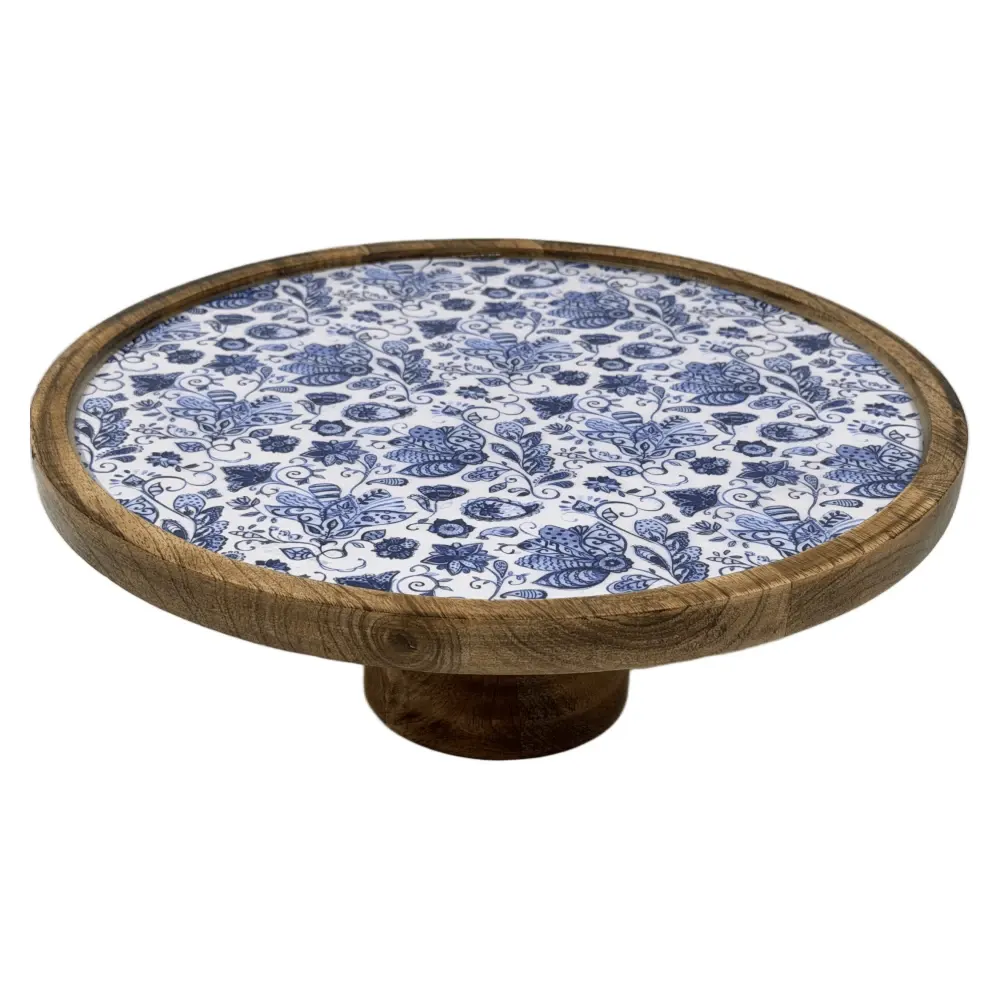 Handcrafted Mango Wood Cake Stand, Decorative Inlay Dessert & Cupcake Stand for Birthday Cake Table
