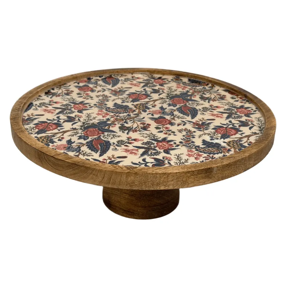 Handcrafted Mango Wood Cake Stand, Decorative Inlay Dessert & Cupcake Stand for Birthday Cake Table
