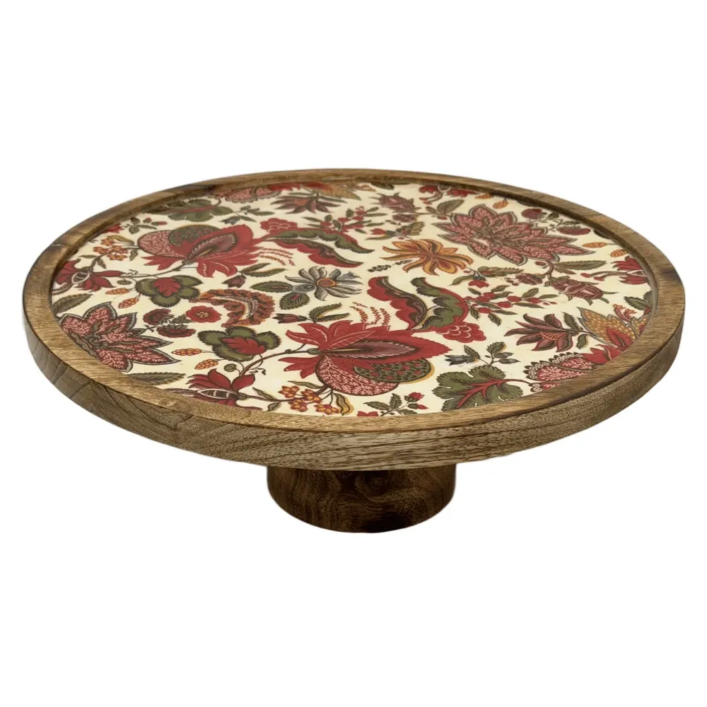 Handcrafted Mango Wood Cake Stand, Decorative Inlay Dessert & Cupcake Stand for Birthday Cake Table