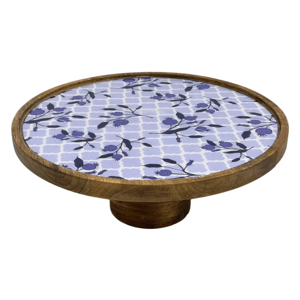 Handcrafted Mango Wood Cake Stand, Decorative Inlay Dessert & Cupcake Stand for Birthday Cake Table