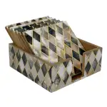Handmade Wooden Coaster Set, Premium 4x4 Inch Tea Coaster Set with Holder for Cups & Mugs - Image 2