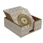 Handmade Wooden Coaster Set, Premium 4x4 Inch Tea Coaster Set with Holder for Cups & Mugs - Image 3