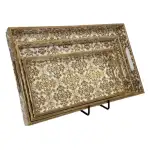 Decorative Wooden Tray Set of 3 with Traditional Motifs, Handcrafted Rectangular Wooden Serving Trays for Tea & Snacks - Image 3