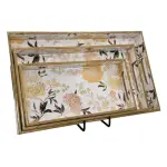 Decorative Wooden Tray Set of 3 with Traditional Motifs, Handcrafted Rectangular Wooden Serving Trays for Tea & Snacks - Image 11