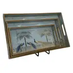 Decorative Wooden Tray Set of 3 with Traditional Motifs, Handcrafted Rectangular Wooden Serving Trays for Tea & Snacks - Image 19