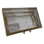 Decorative Wooden Tray Set of 3 with Traditional Motifs, Handcrafted Rectangular Wooden Serving Trays for Tea & Snacks - Image 23