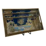 Decorative Wooden Tray Set of 3 with Traditional Motifs, Handcrafted Rectangular Wooden Serving Trays for Tea & Snacks - Image 25