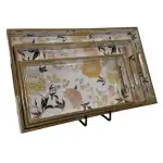 Decorative Wooden Tray Set of 3 with Traditional Motifs, Handcrafted Rectangular Wooden Serving Trays for Tea & Snacks - Image 29