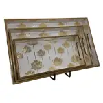 Decorative Wooden Tray Set of 3 with Traditional Motifs, Handcrafted Rectangular Wooden Serving Trays for Tea & Snacks - Image 32