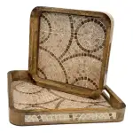 Premium 2-Piece Wooden Serving Tray Set with Handles | Handmade Square Decorative Wooden Tray Set - Image 7